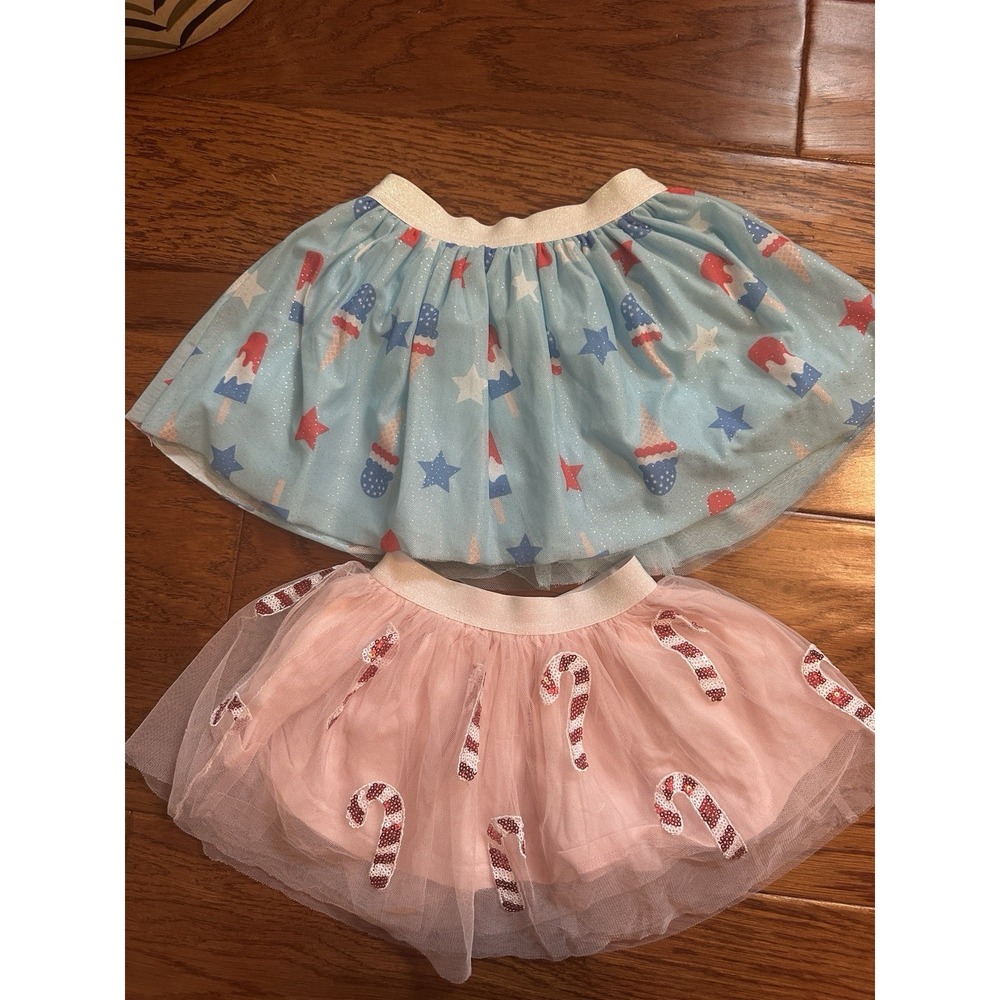 Sweet Wink Toddler Girls Lot of 2 Tutu Skirts 1-2Y Candy Cane & Popsicle Mesh